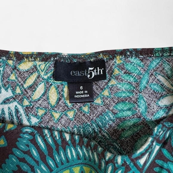 Green patterned linen midi skirt with ruffle - Picture 7 of 8